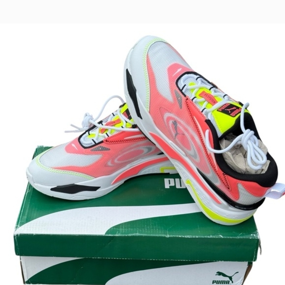 Puma Women's Bright Pink and White Sneakers